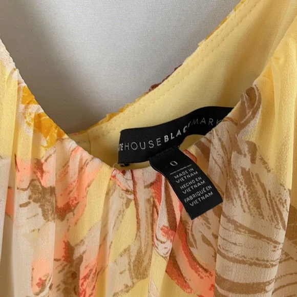 NWOT WHBM Yellow Tropical Print Slip Dress Size 0 - Picture 13 of 15